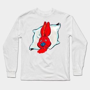 Red rabbit sleeping on the pillow Long Sleeve T-Shirt